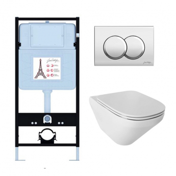 Инсталляция JACOB DELAFON E21775RU-СP, с безободковым унитазом MODERN LIFE, сиденье с микролифтом, клавиша хром Инсталляция JACOB DELAFON E21775RU-СP, с безободковым унитазом MODERN LIFE, сиденье с микролифтом, клавиша хром